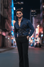 Jaguar Roar Jacquard Shirt - NAVY - Under Attack