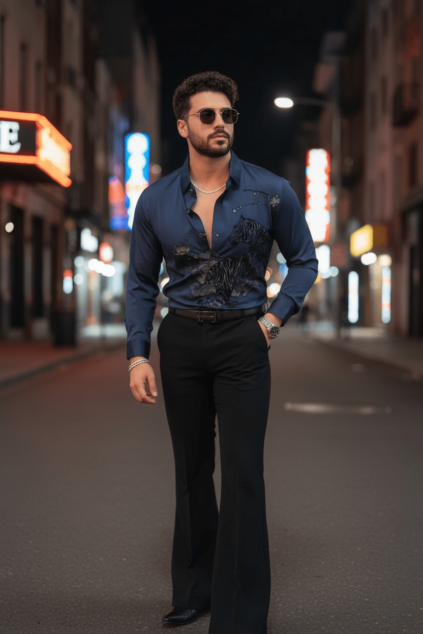 Jaguar Roar Jacquard Shirt - NAVY - Under Attack