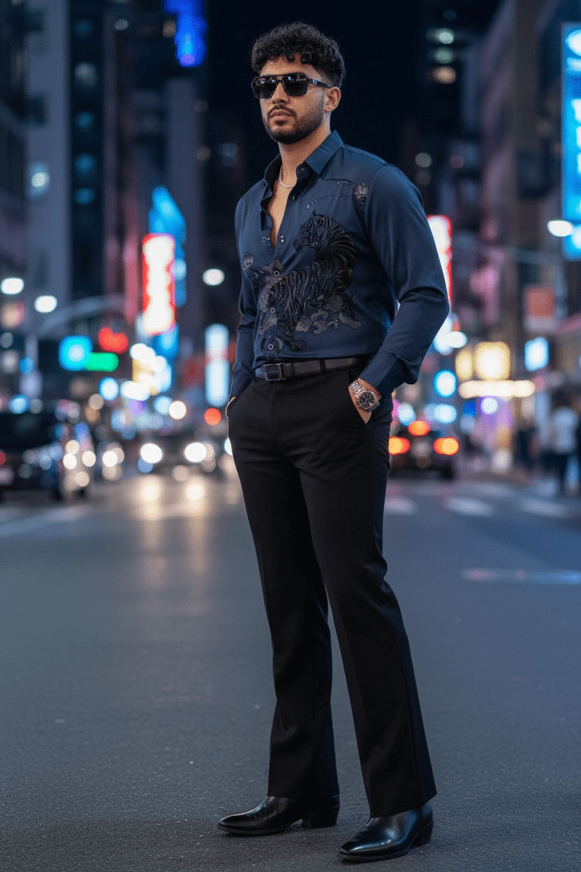 Jaguar Roar Jacquard Shirt - NAVY - Under Attack