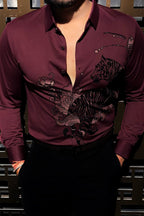 Jaguar Roar Jacquard Shirt - WINE - Under Attack