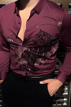Jaguar Roar Jacquard Shirt - WINE - Under Attack