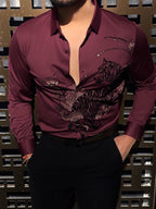 Jaguar Roar Jacquard Shirt - WINE - Under Attack