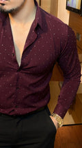 Japanese Luxury All Stud Shirt - wine - Under Attack