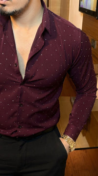Japanese Luxury All Stud Shirt - wine