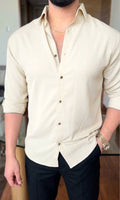 Japanese Premium Solid Shirt - Beige - Under Attack