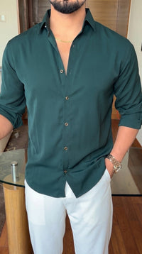 Japanese Premium Solid Shirt - Bottle Green