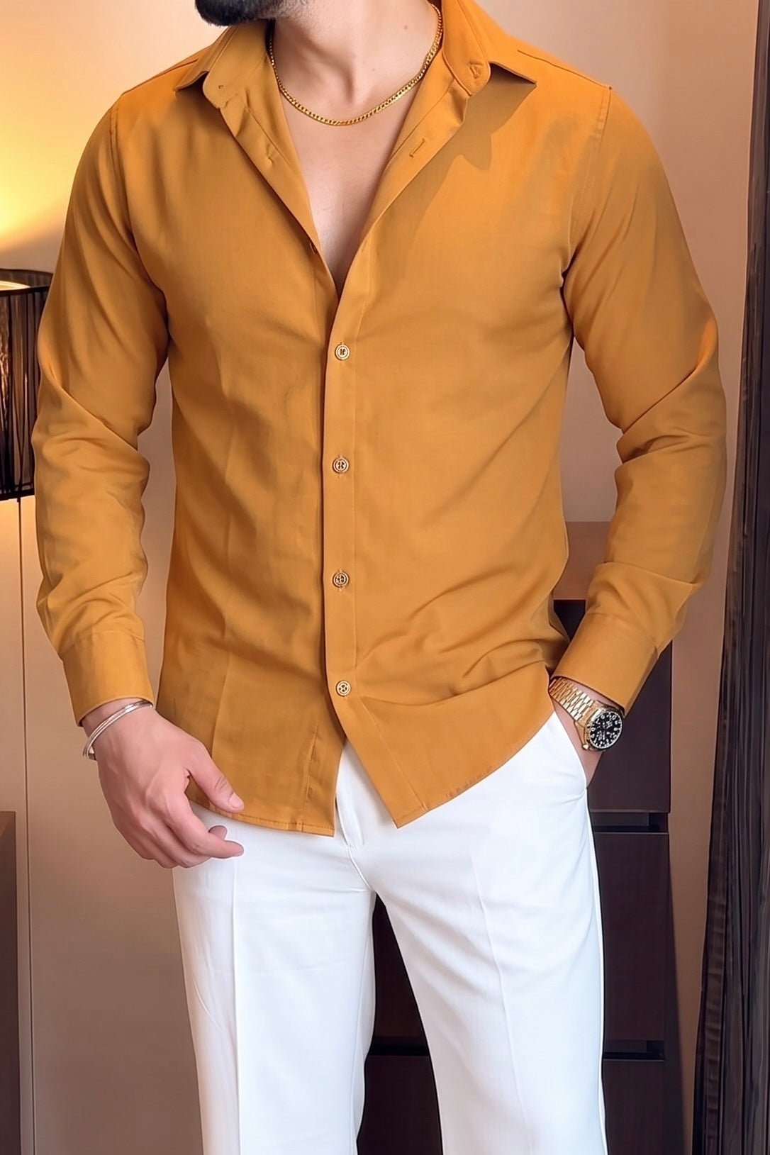 Japanese Premium Solid Shirt - Mustard - Under Attack