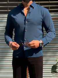 Japanese Premium Solid Shirt - Teal Blue