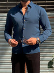 Japanese Premium Solid Shirt - Teal Blue - Under Attack
