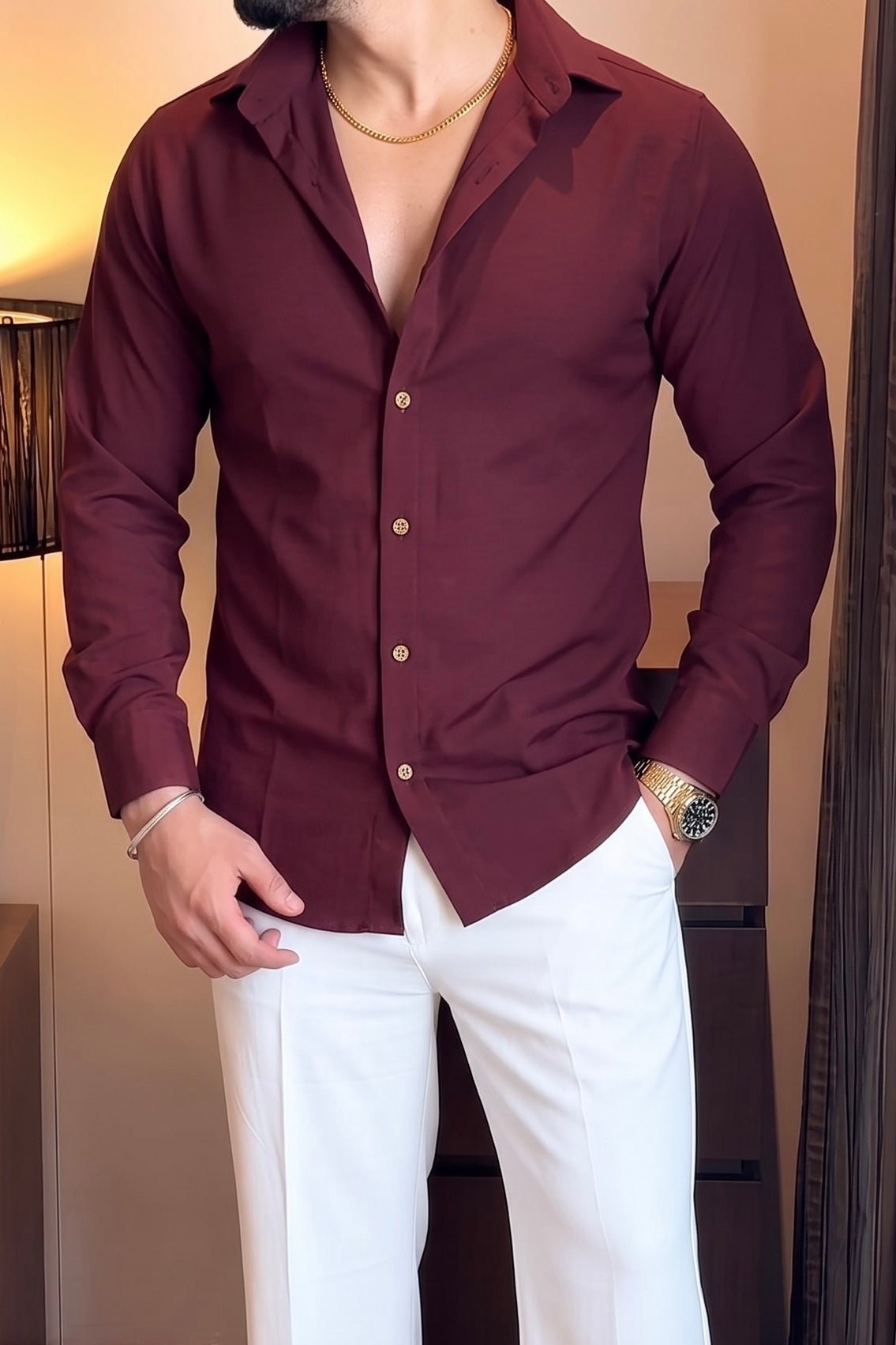 Japanese Premium Solid Shirt - Wine - Under Attack