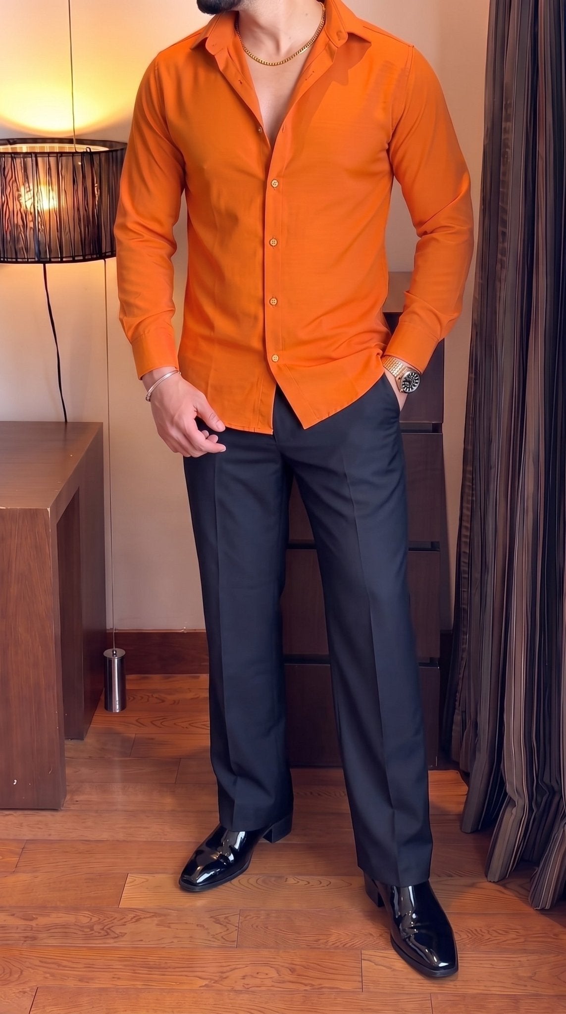 Japanese Shirt and Black Trouser Coord set - Coral - Under Attack