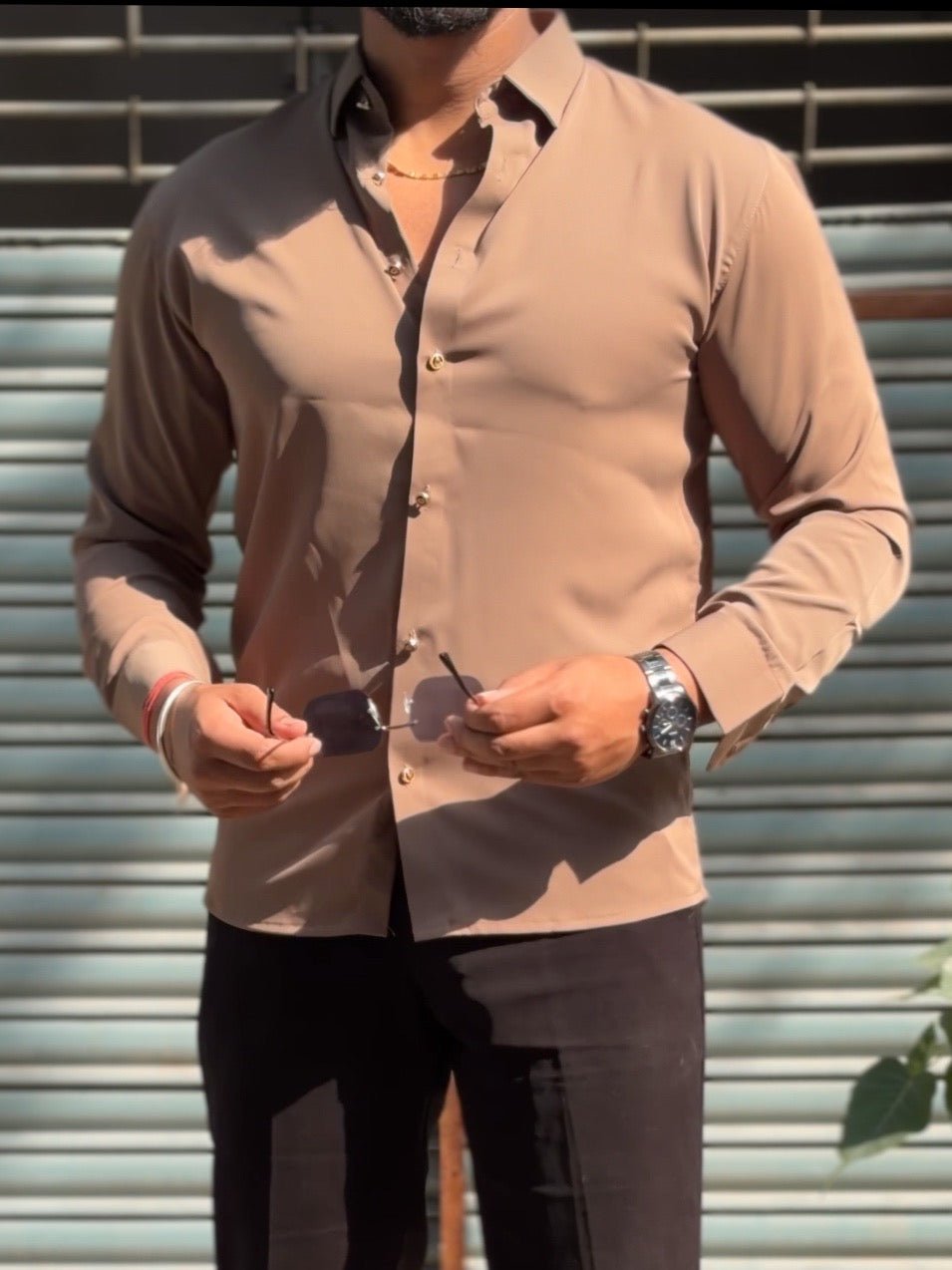 Japanese Shirt and Black Trouser Coord set - Light Brown - Under Attack