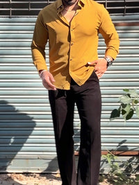Japanese Shirt and Black Trouser Coord set - Mustard