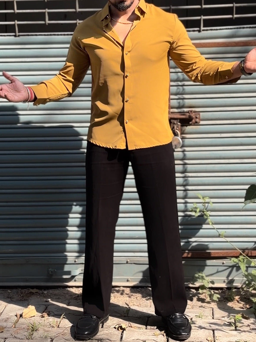 Japanese Shirt and Black Trouser Coord set - Mustard - Under Attack