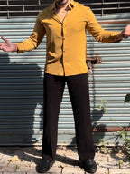 Japanese Shirt and Black Trouser Coord set - Mustard - Under Attack