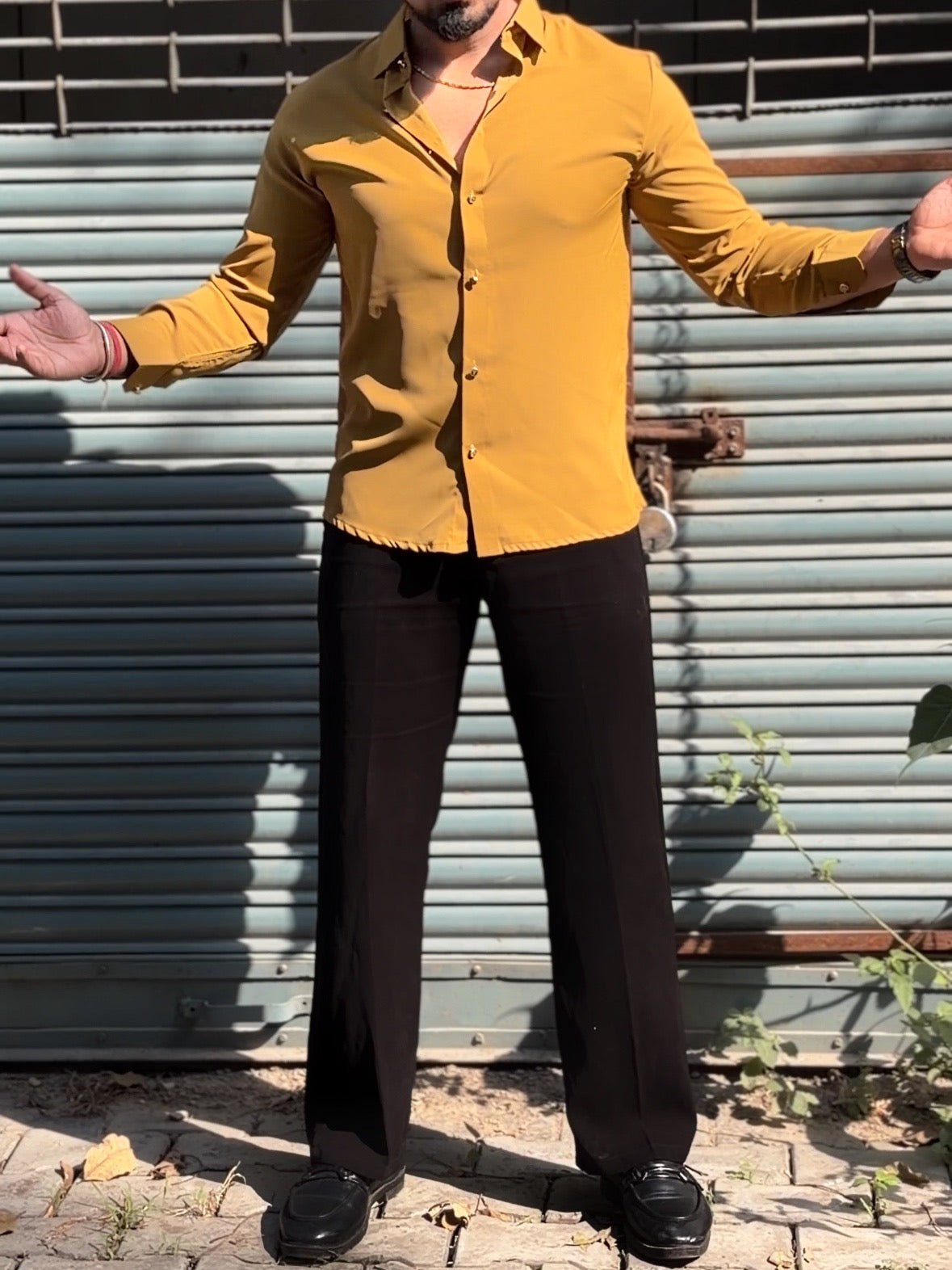 Japanese Shirt and Black Trouser Coord set - Mustard - Under Attack