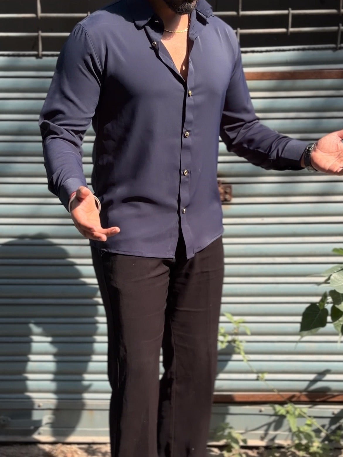 Japanese Shirt and Black Trouser Coord set - Navy - Under Attack