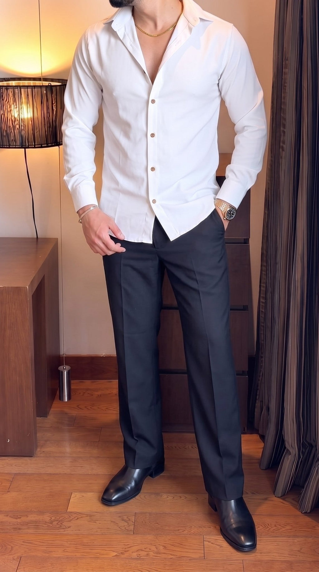 Japanese Shirt and Black Trouser Coord set - White - Under Attack