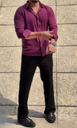 Japanese Shirt and Black Trouser Coord set - Wine - Under Attack
