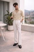 Japanese Shirt and White Trouser Coord set - BEIGE - Under Attack