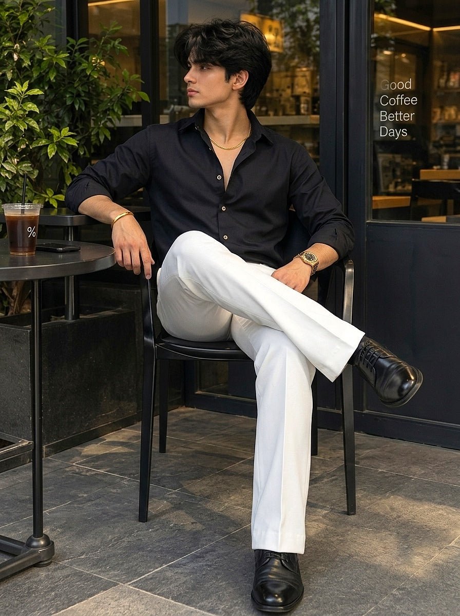 Japanese Shirt and White Trouser Coord set - BLACK - Under Attack