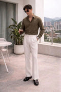 Japanese Shirt and White Trouser Coord set - CEMENT - Under Attack