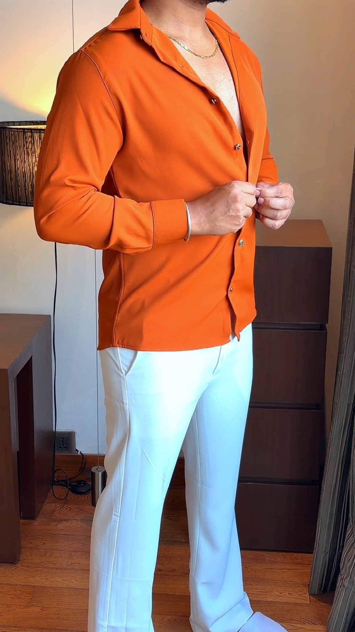 Japanese Shirt and White Trouser Coord set - CORAL - Under Attack
