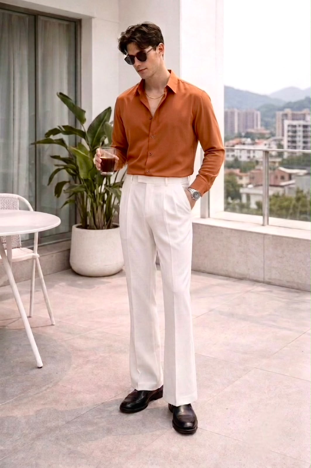 Japanese Shirt and White Trouser Coord set - CORAL - Under Attack