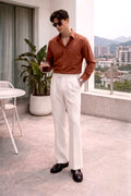 Japanese Shirt and White Trouser Coord set - MAHROON - Under Attack