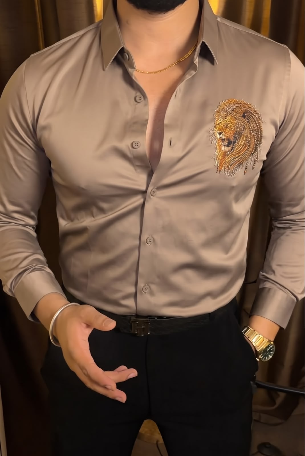 King's Command Luxe Stitchless Wrinkle Free Lycra Shirt - Camel - Under Attack