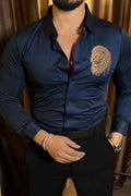 King's Command Luxe Stitchless Wrinkle Free Lycra Shirt - Navy - Under Attack