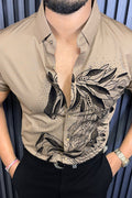 Knight Jacquard Half Sleeves Shirt - CARAMEL - Under Attack