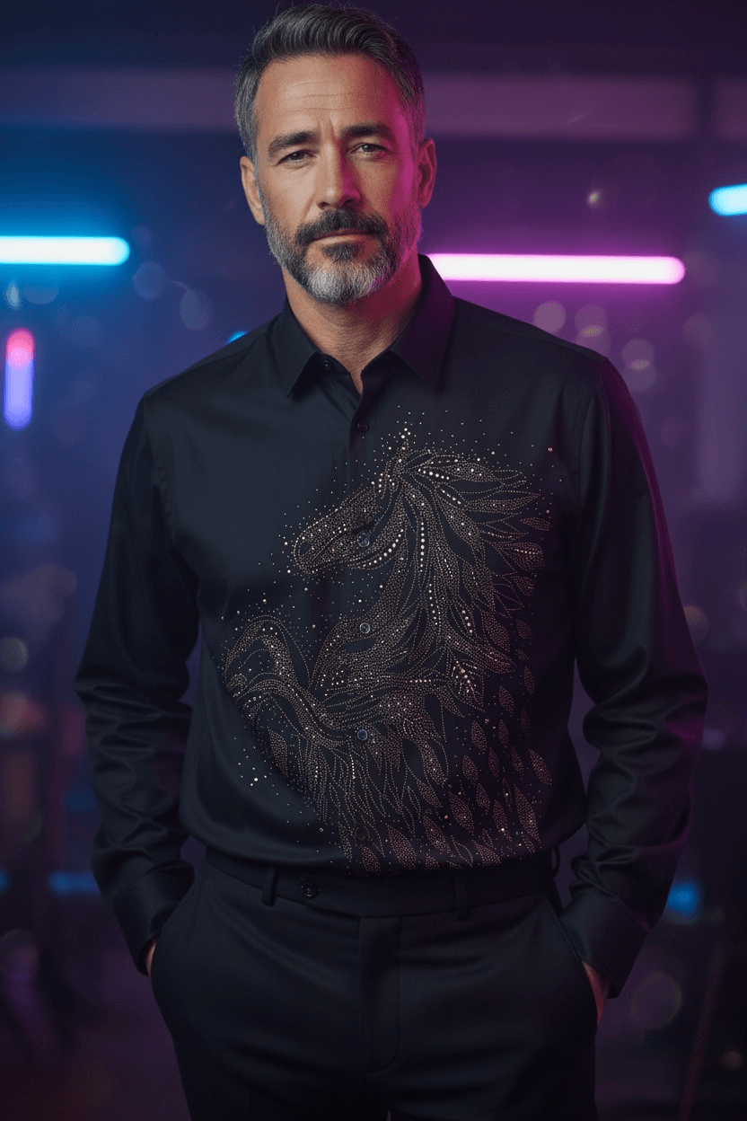 Knight Rider Jacquard Shirt - BLACK - Under Attack
