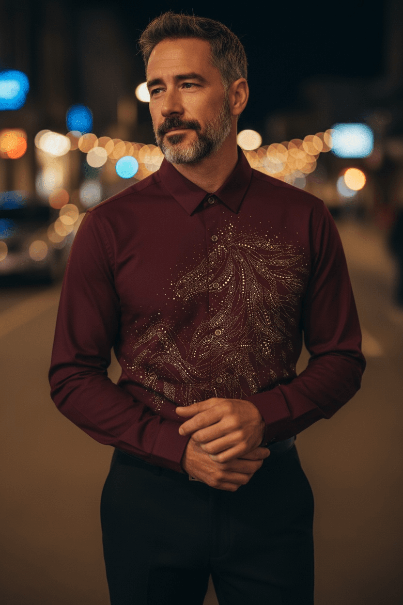 Knight Rider Jacquard Shirt - WINE - Under Attack