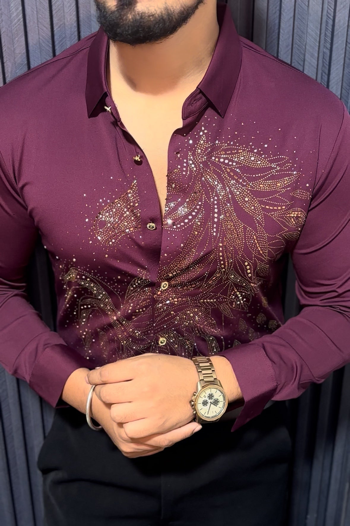 Knight Rider Jacquard Shirt - WINE - Under Attack