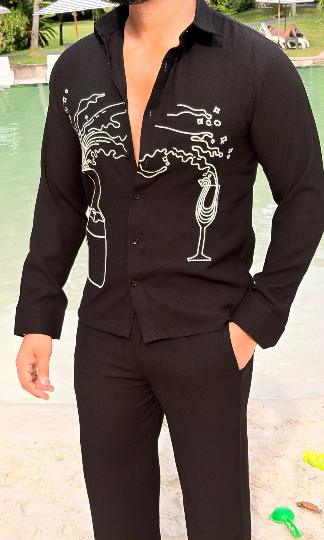 Koh Samui Linen Textured Coord set - BLACK - Under Attack