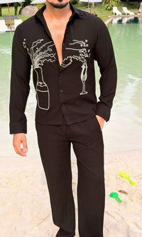 Koh Samui Linen Textured Coord set - BLACK