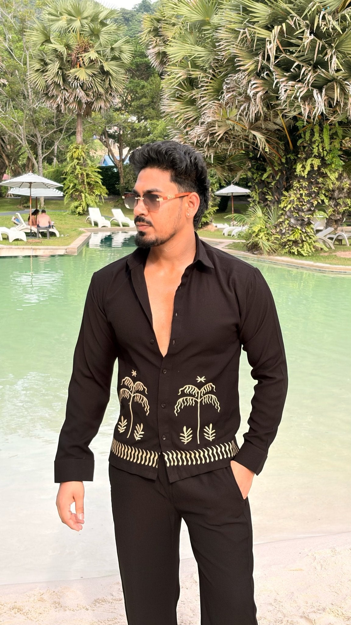 Krabi Linen Textured Coord set - BLACK - Under Attack