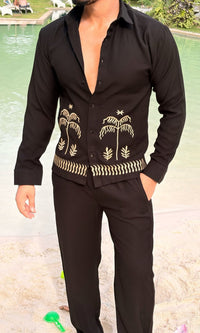 Krabi Linen Textured Coord set - BLACK