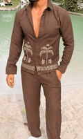 Krabi Linen Textured Coord set - BROWN - Under Attack