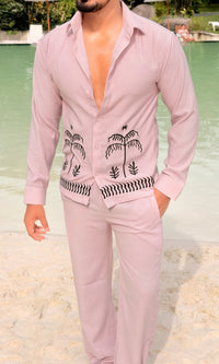 Krabi Linen Textured Coord set - PINK