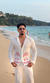 Krabi Linen Textured Coord set - WHITE