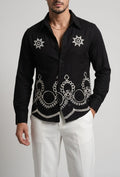 Laos Linen Embroided Shirt - BLACK - Under Attack