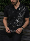Leopard Half Sleeves Polo Tshirt - Black - Under Attack