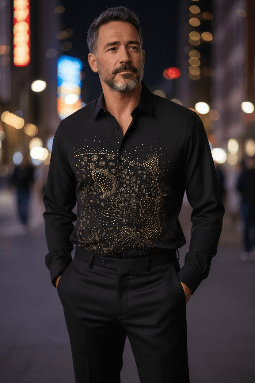 Leopard Roar Jacquard Shirt - BLACK - Under Attack