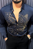 Leopard Roar Jacquard Shirt - NAVY - Under Attack