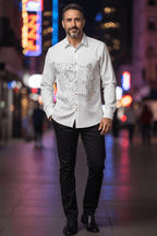Leopard Roar Jacquard Shirt - WHITE - Under Attack