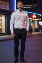 Leopard Roar Jacquard Shirt - WHITE - Under Attack