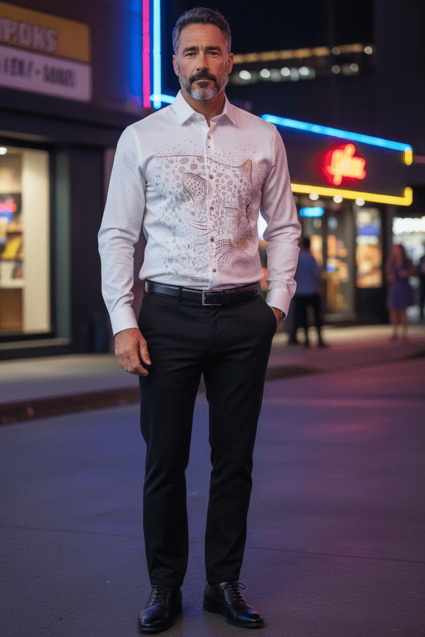 Leopard Roar Jacquard Shirt - WHITE - Under Attack