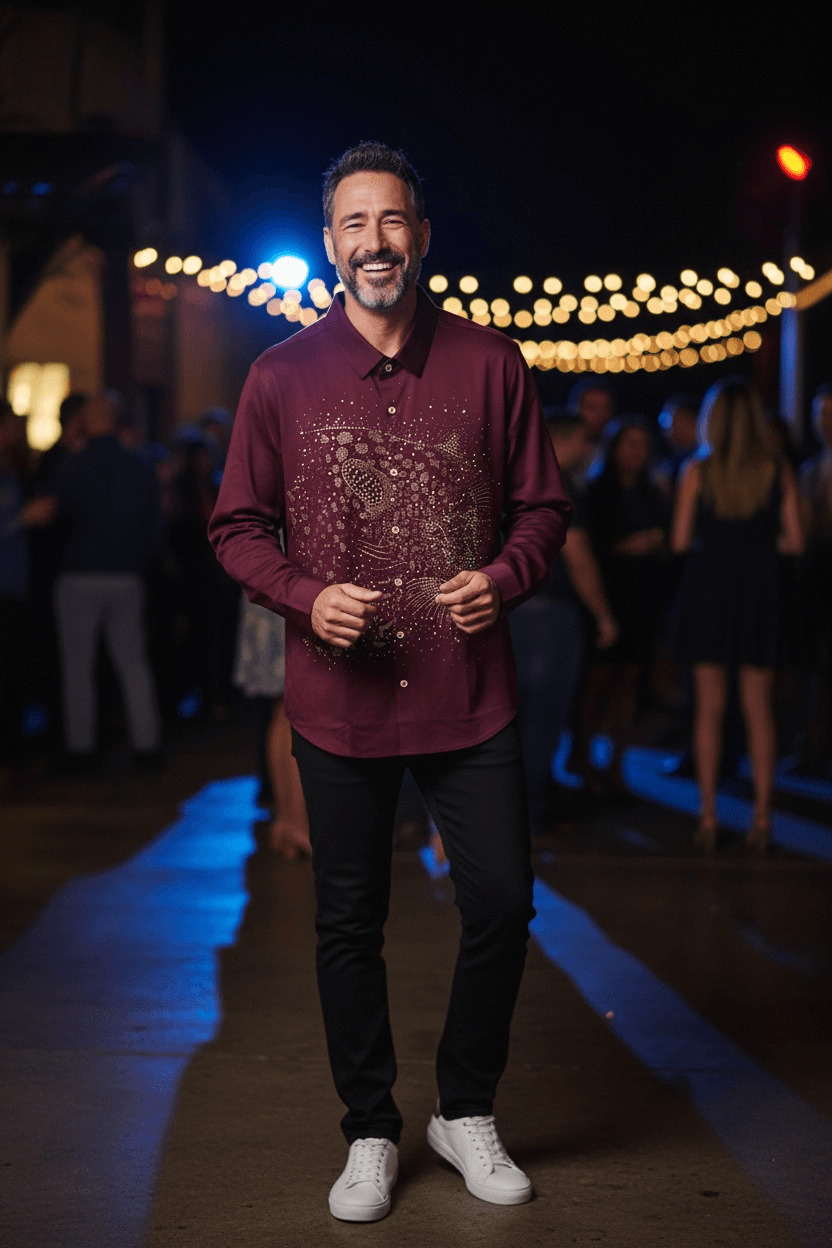 Leopard Roar Jacquard Shirt - WINE - Under Attack